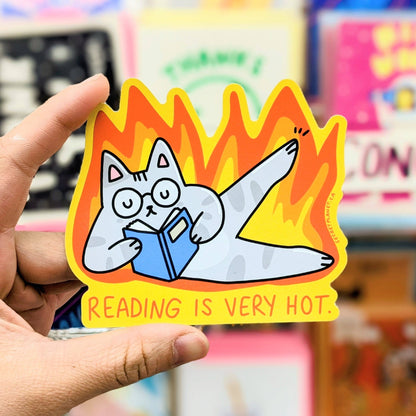 Secret Planet Print Shop - Reading is Very Hot Vinyl Sticker