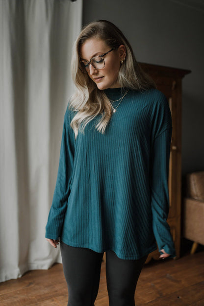 Louve Design - Ribbed long sleeve: Teal green / Medium