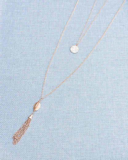 Gracie Rose Designs - Summer Boho Rose Gold Double Chain Tassel Layered Necklace