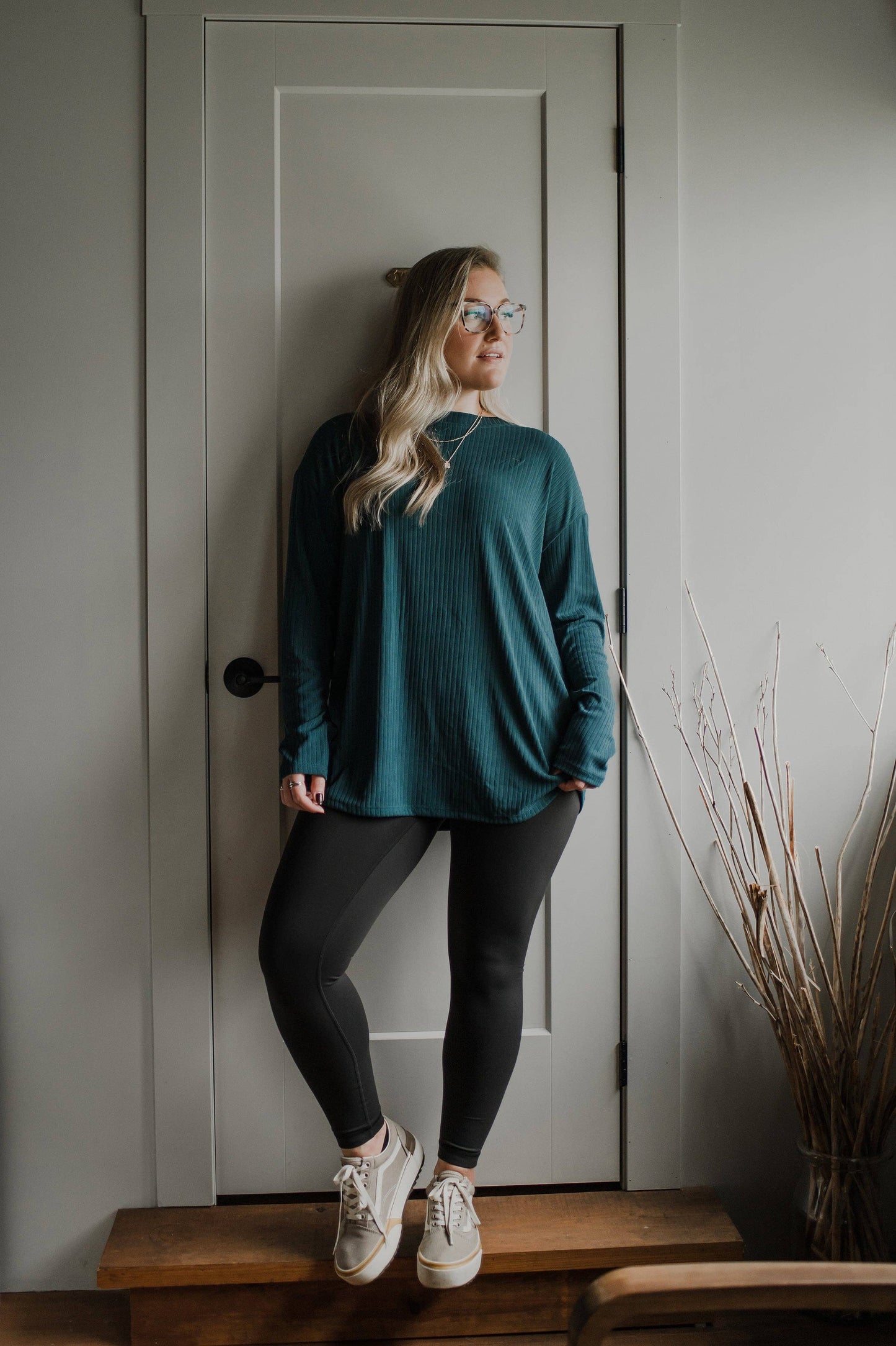 Louve Design - Ribbed long sleeve: Teal green / Small