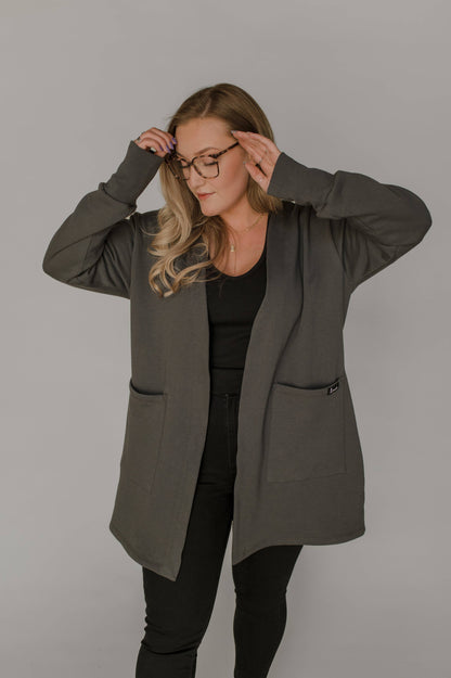 Louve Design - Organic cotton cardigan: Xsmall / Dark grey