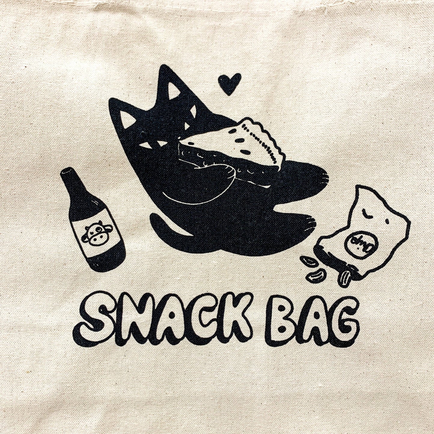 Secret Planet Print Shop - Jumbo Black Cat Snack Bag Tote