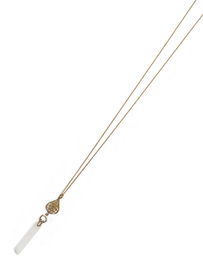 Gracie Rose Designs - Matte Gold Filigree Rose Quartz Pendant Necklace