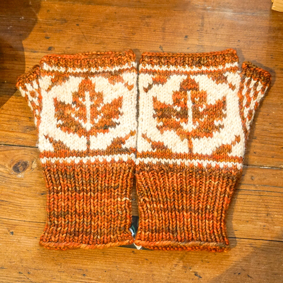 Fingerless Maple Mittens by Sue Philippson-Madill