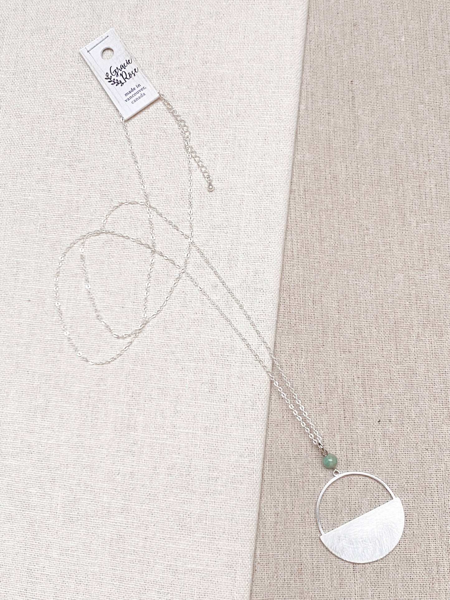 Gracie Rose Designs - Minimalist Matte Silver Amazonite Geometric Pendant Necklace