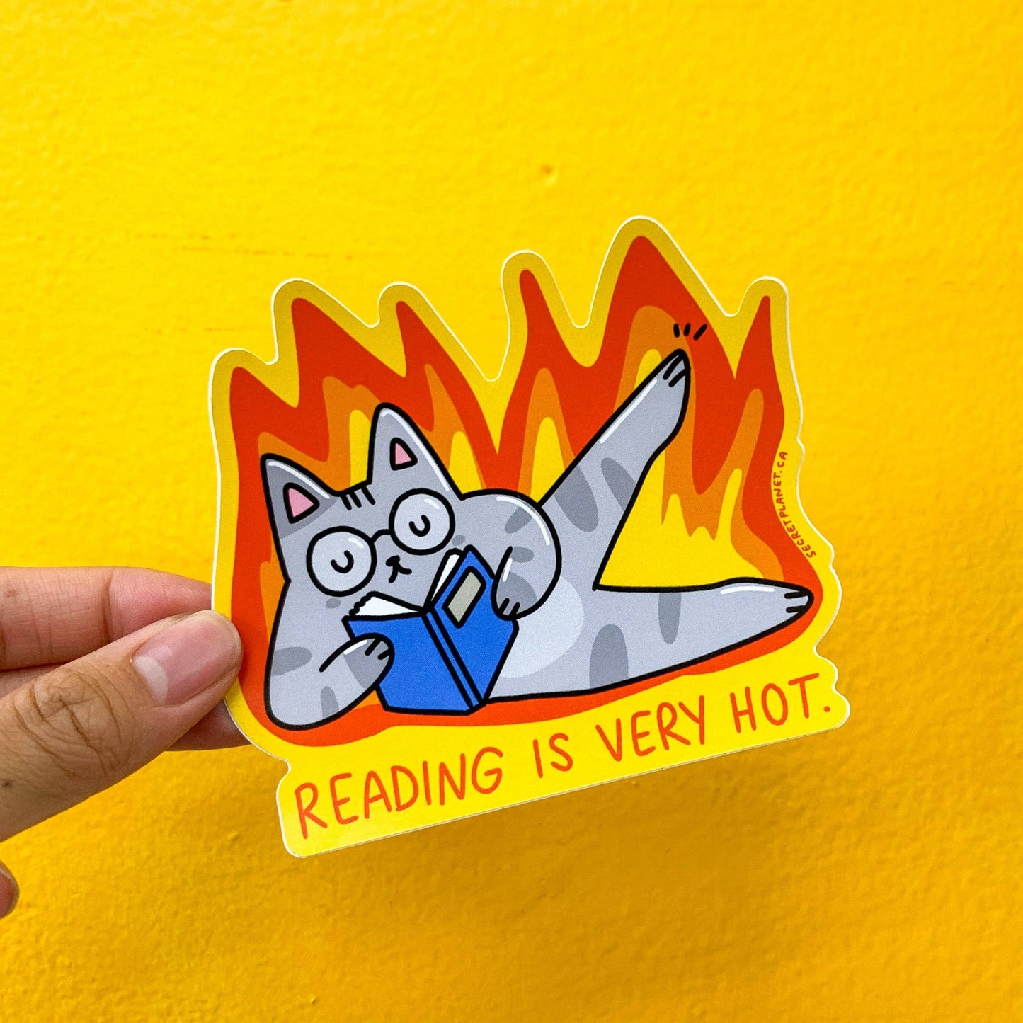 Secret Planet Print Shop - Reading is Very Hot Vinyl Sticker