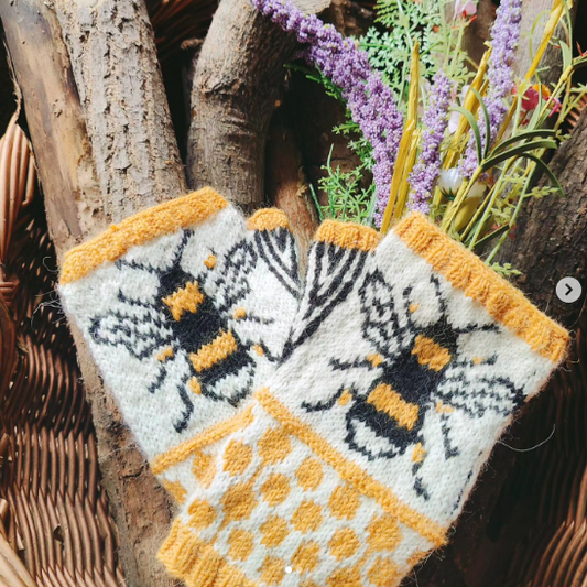 Fingerless Honey Bee Mittens by Sue Philippson-Madill