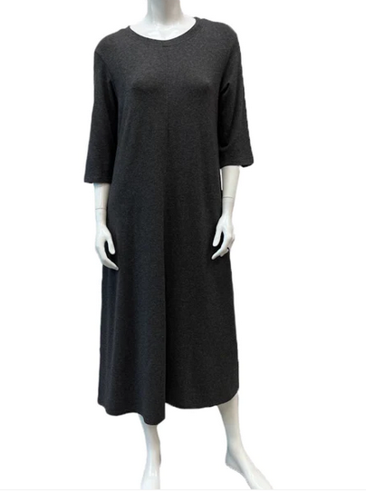 Bamboo 3/4 Sleeve Shirttail Maxi Dress