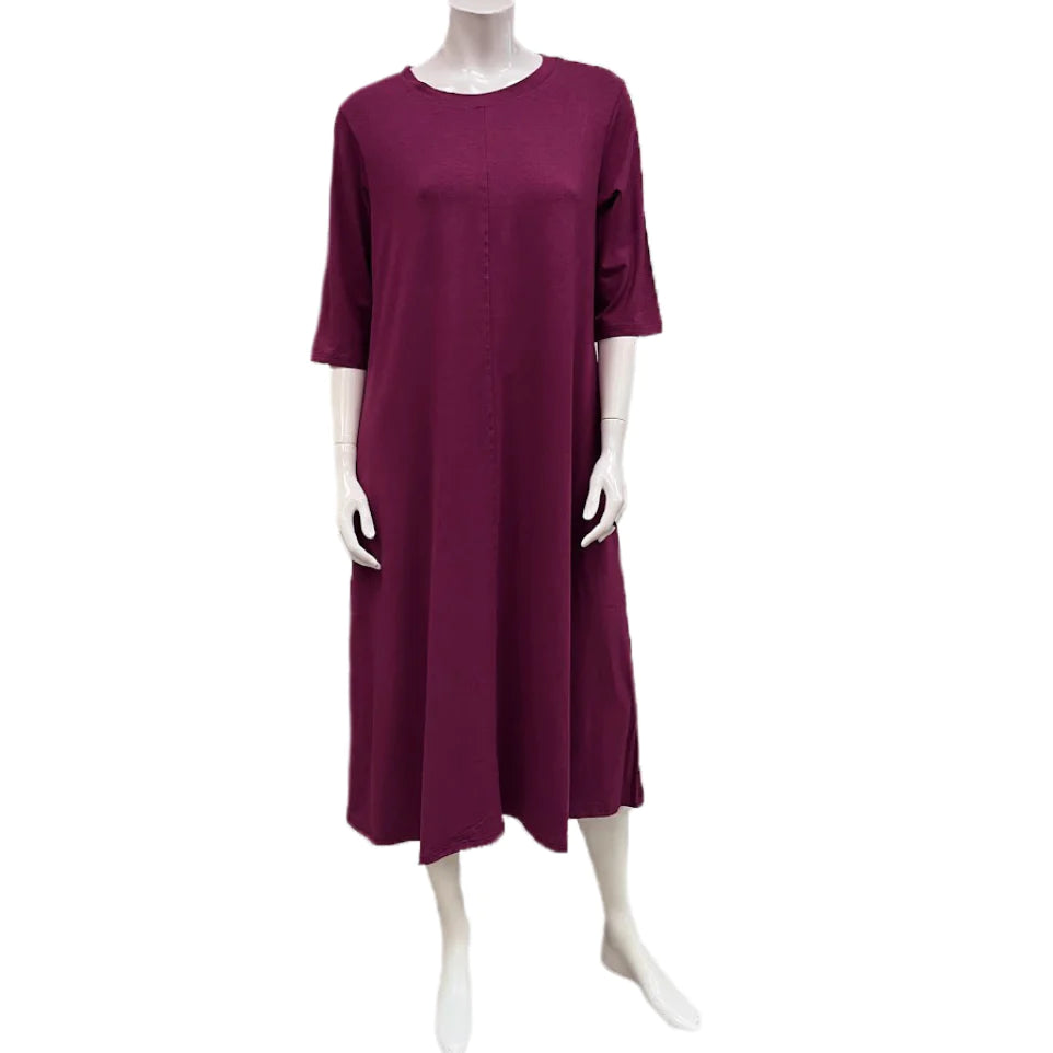 Bamboo 3/4 Sleeve Shirttail Maxi Dress