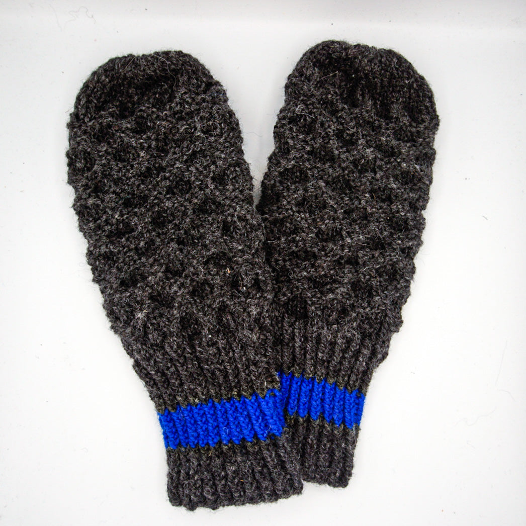 100% Wool Newfie/Honeycomb Mittens by Rosa Robichaud