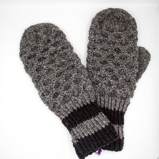 100% Wool Newfie/Honeycomb Mittens by Rosa Robichaud