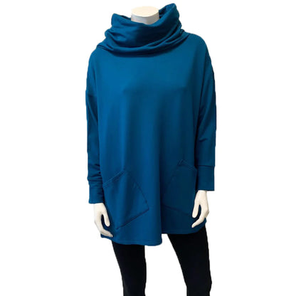Bamboo French Terry Two Pocket Boxy Cowl Tunic