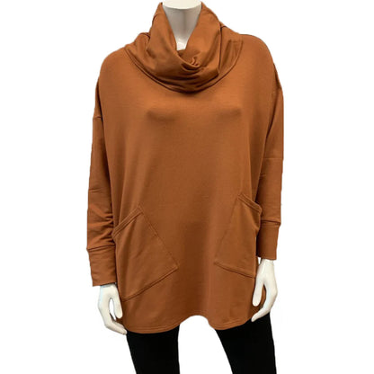 Bamboo French Terry Two Pocket Boxy Cowl Tunic